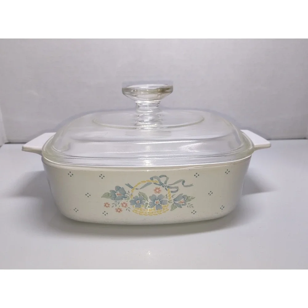 Corning Ware Country Cornflower UV Glow Pyrex Corelle 1 Qt Square Casserole Dish